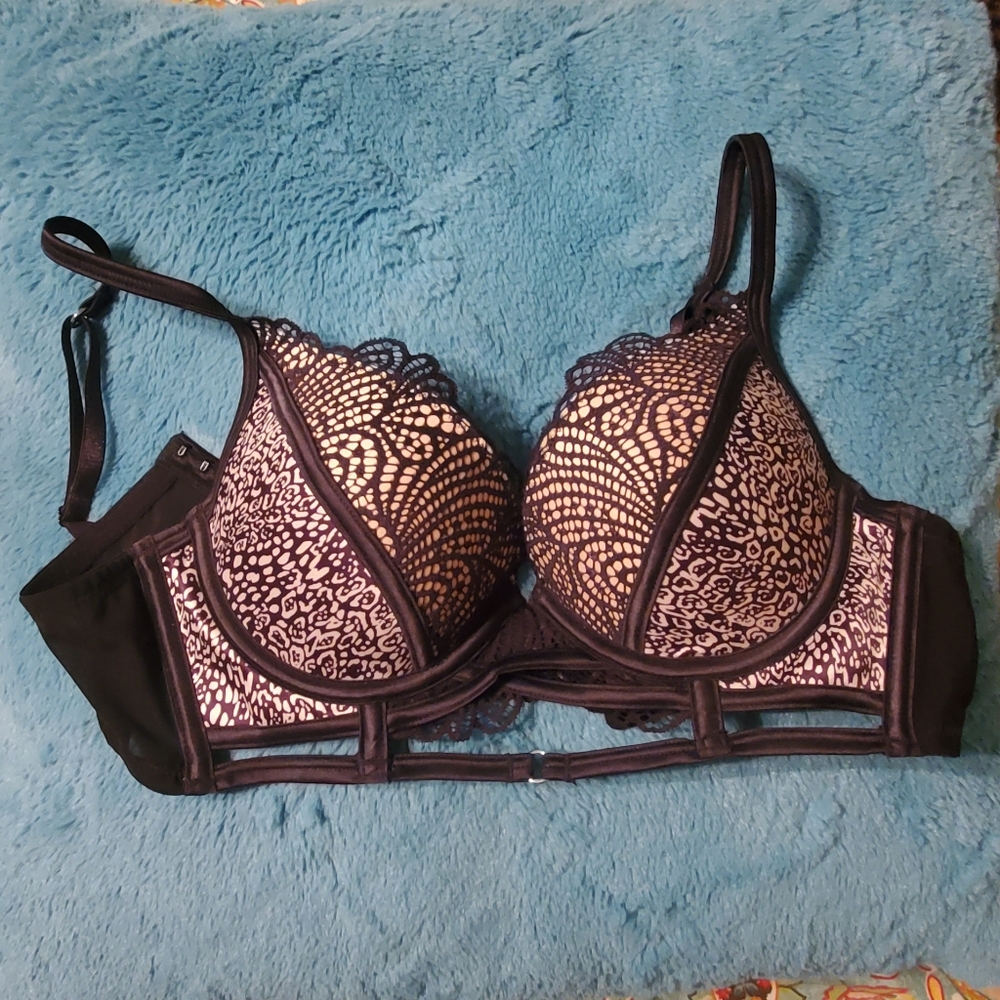 Elegant Black and White Lace Bra